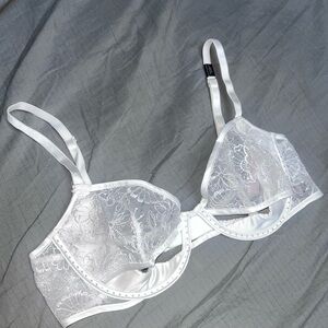 New VS Sexy Cut Out See Through White Lace Bra